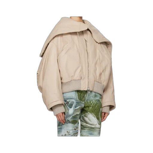 Padded Leather Bomber Jacket
