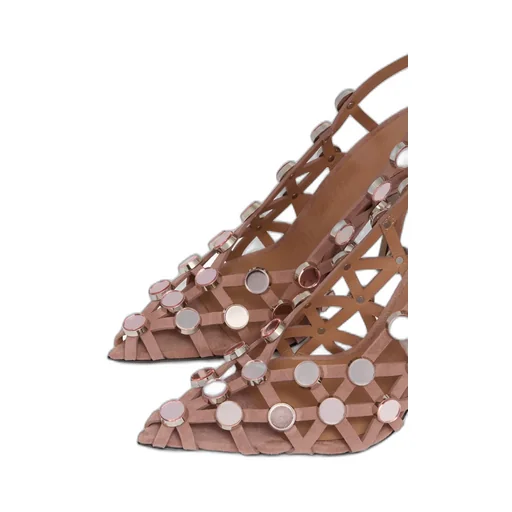 Pointed Toe Grid Slingbacks