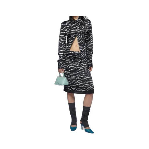 Zebra Printed Satin Midi Skirt