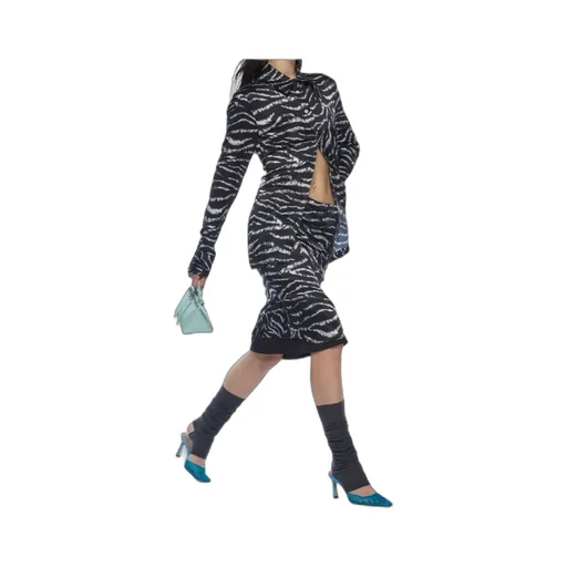 Zebra Printed Satin Midi Skirt