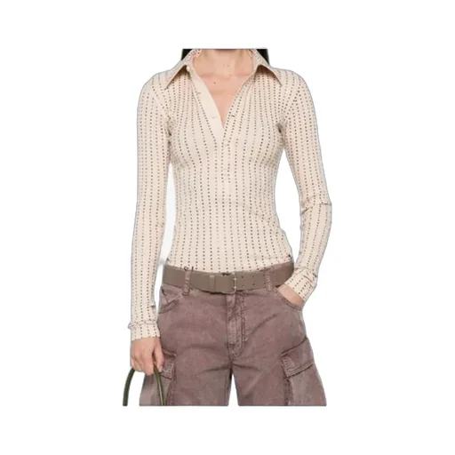 Embellished Long-Sleeved Polo Shirt