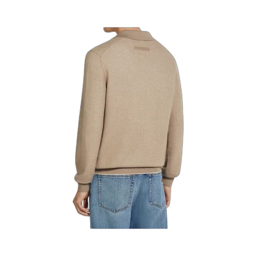 Long-Sleeved Knitted Polo Shirt