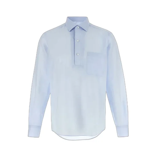 Long-Sleeved Curved Hem Shirt