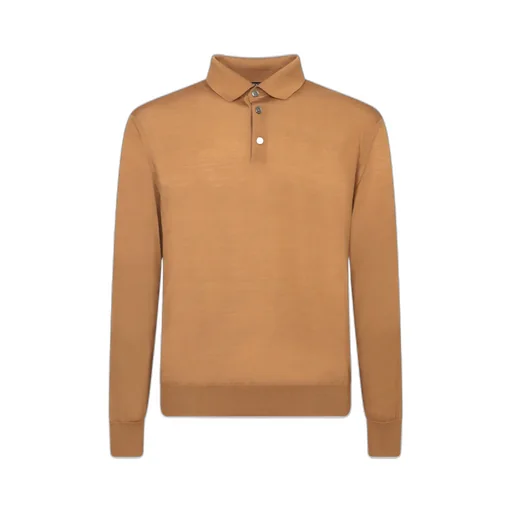 Straight Hem Fine-Knit Polo Shirt