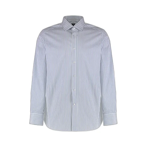Pinstriped Curved Hem Shirt