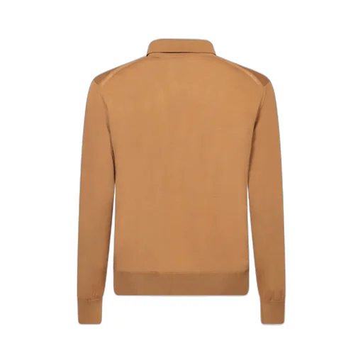 Straight Hem Fine-Knit Polo Shirt