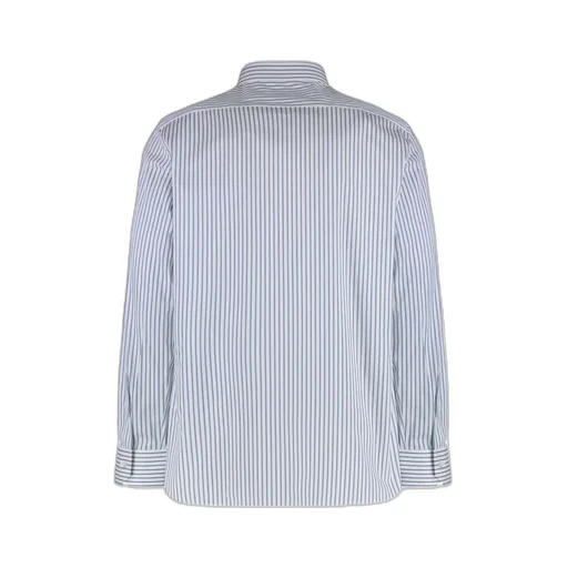 Pinstriped Curved Hem Shirt