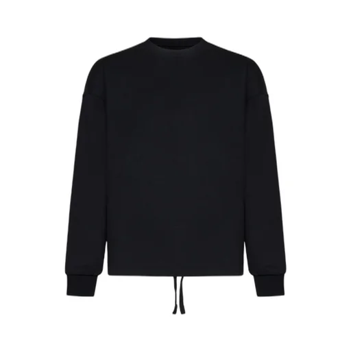 Logo Embroidered Drawstring Hem Crewneck Sweatshirt