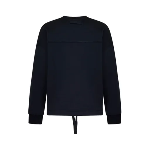 Logo Embroidered Drawstring Hem Crewneck Sweatshirt
