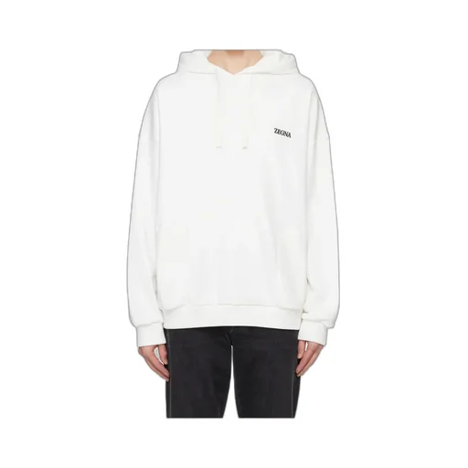 Z Zegna Logo Embroidered Drawstring Hoodie