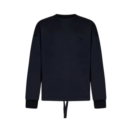 Logo Embroidered Drawstring Hem Crewneck Sweatshirt