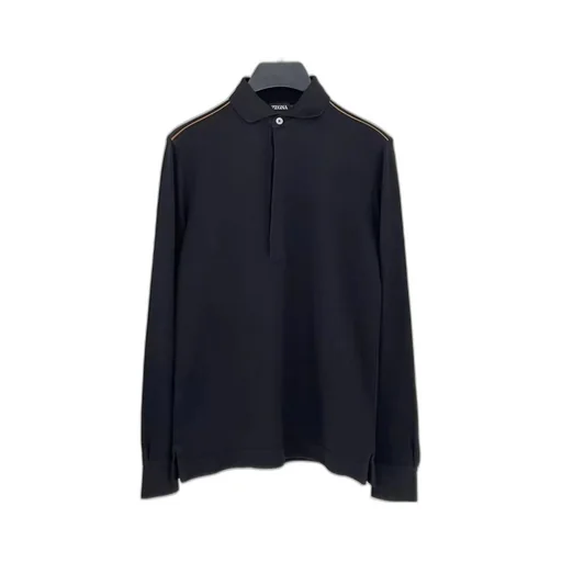 Lapel Long-Sleeved Polo Shirt