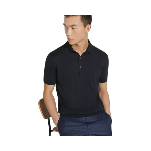 Ribbed-Trim Cotton Polo Shirt