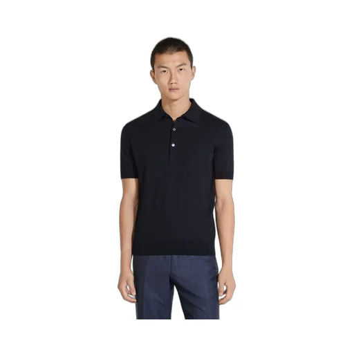 Ribbed-Trim Cotton Polo Shirt