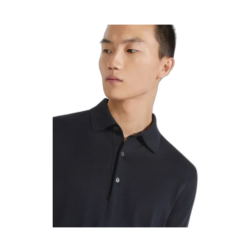 Ribbed-Trim Cotton Polo Shirt