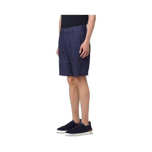 Pleated Linen Bermuda Shorts