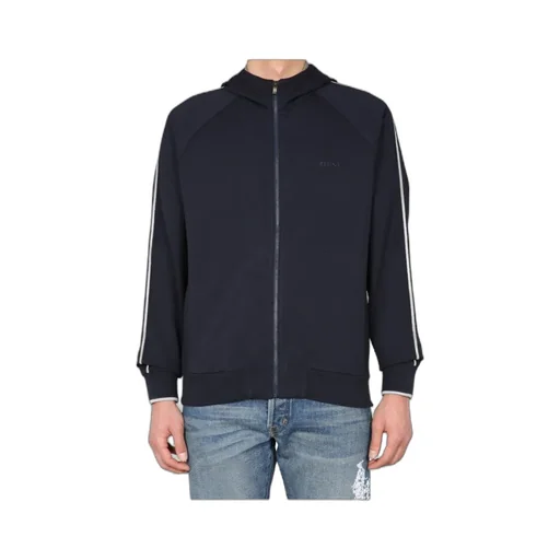Logo Zippered Hooded Casual Jacket