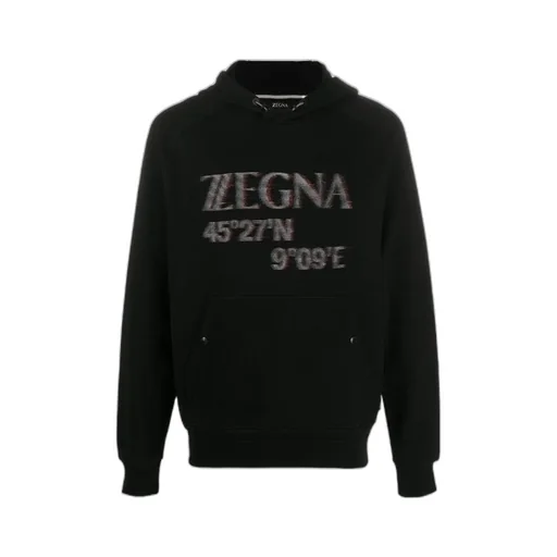 Logo Long-Sleeved Printed Hooded Sweater