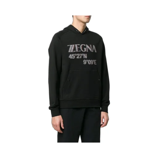 Logo Long-Sleeved Printed Hooded Sweater