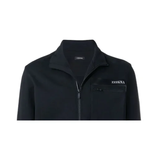 Logo Zipper Casual Coat