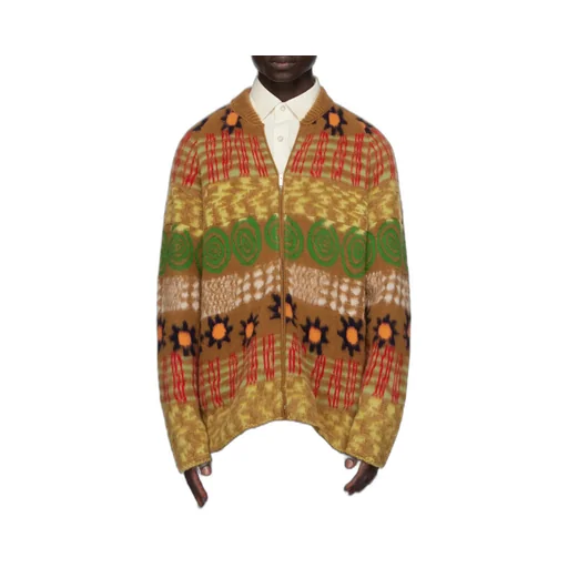 X The Elder Statesman Patterned-Intarsia Jacket