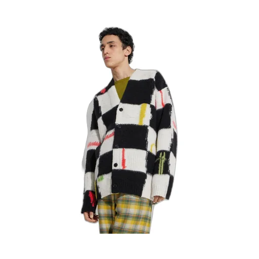 Checked Cashmere-Wool Cardigan