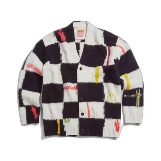 Checked Cashmere-Wool Cardigan