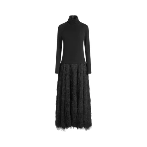 High-Neck Long-Sleeved Dress