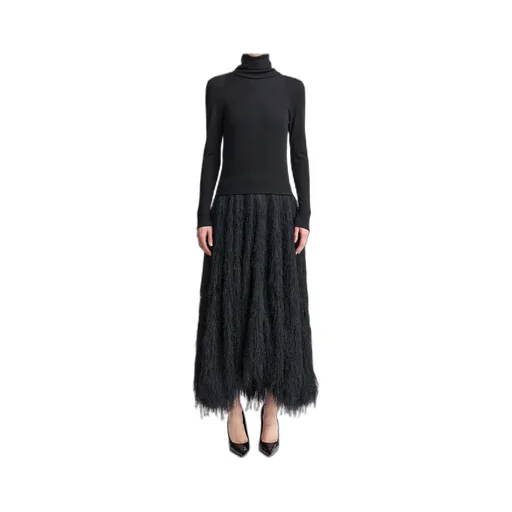 High-Neck Long-Sleeved Dress