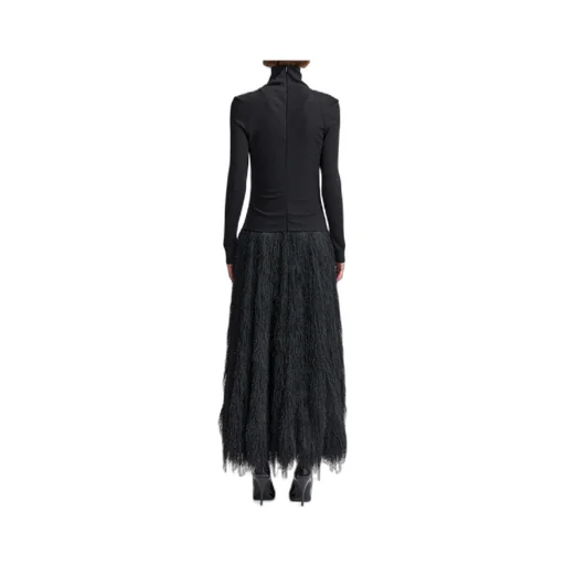 High-Neck Long-Sleeved Dress