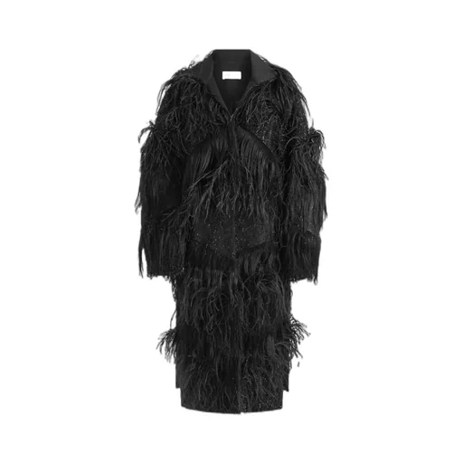 Feather-Embellished Coat