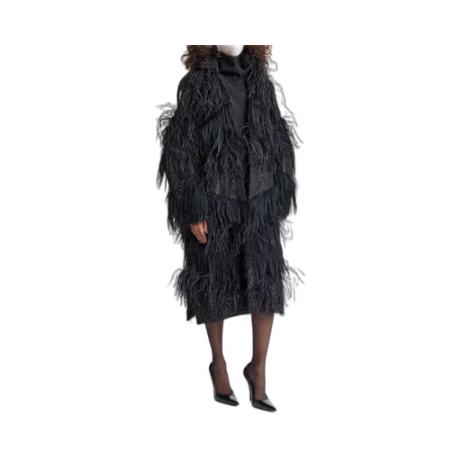Feather-Embellished Coat