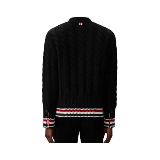 V-Neck Stripe-Hem Cardigan