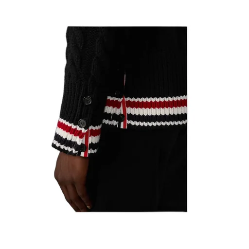 V-Neck Stripe-Hem Cardigan