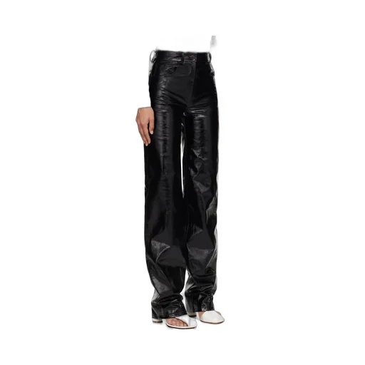 Loose Straight Granular Leather Pants