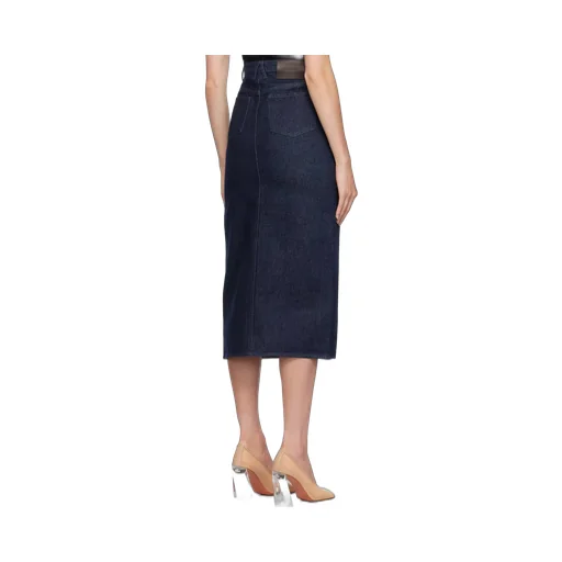 Ille Front-Slit Denim Midi Skirt