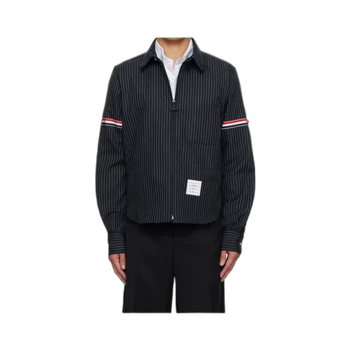Pinstriped Zip-Up Shirt
