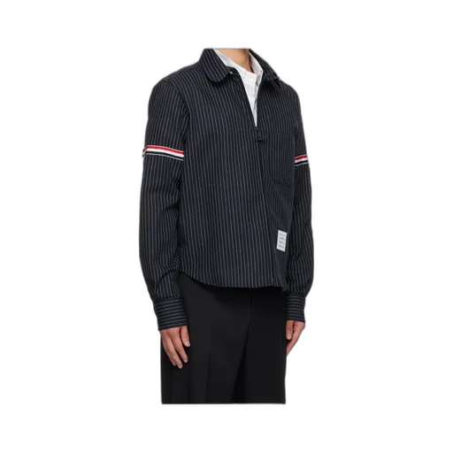 Pinstriped Zip-Up Shirt
