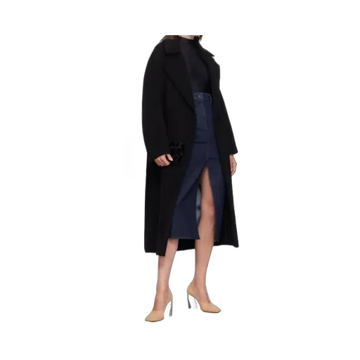 Ille Front-Slit Denim Midi Skirt