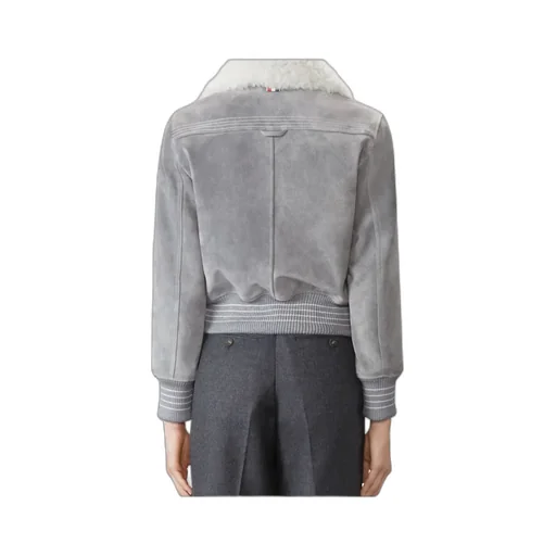 Shearling-Collar Suede Jacket
