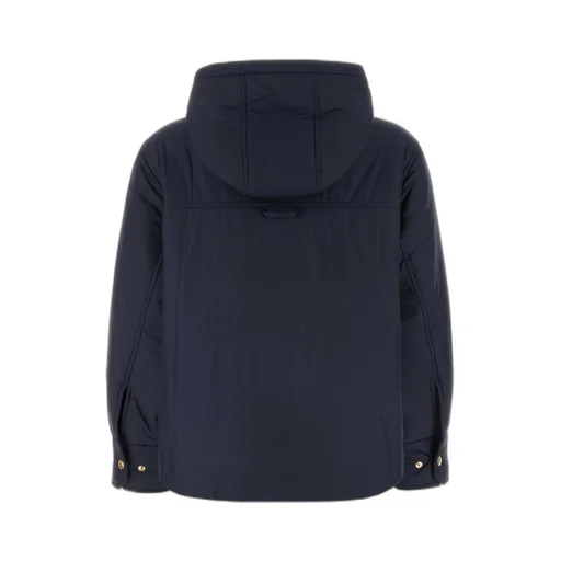 Hooded Curved Hem Down Overshirt