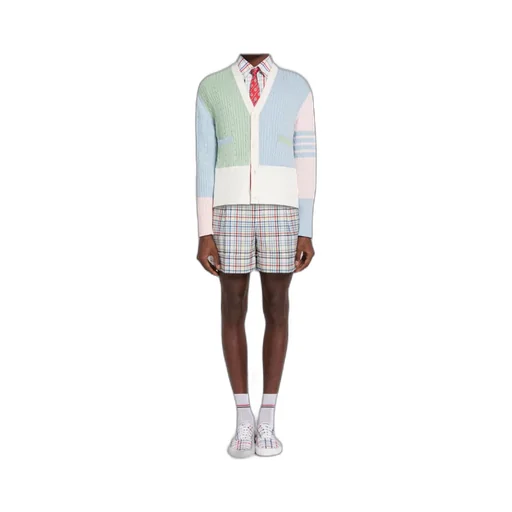 4-Bar Colourblock Ribbed Knit Cardigan