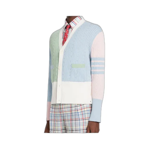 4-Bar Colourblock Ribbed Knit Cardigan