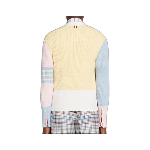 4-Bar Colourblock Ribbed Knit Cardigan