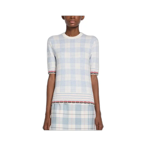Check-Pattern Knitted Top