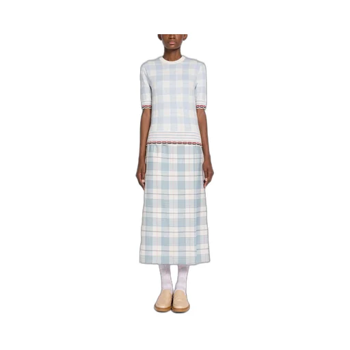 Check-Pattern Knitted Top