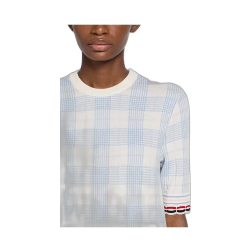 Check-Pattern Knitted Top