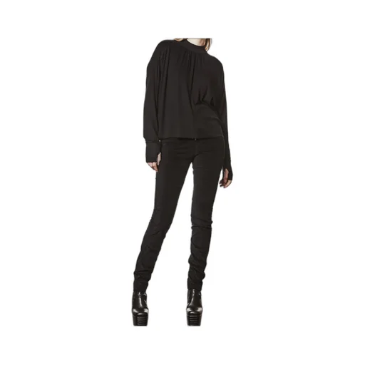 Oversized Viscose Stretch Mock Neck Long-Sleeve Top