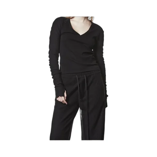 V-Neck Gathered-Sleeve Top