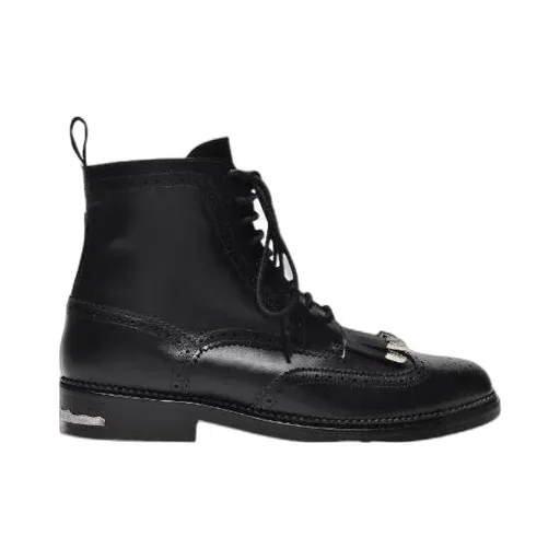 Silver-Detail Lace-Up Boots
